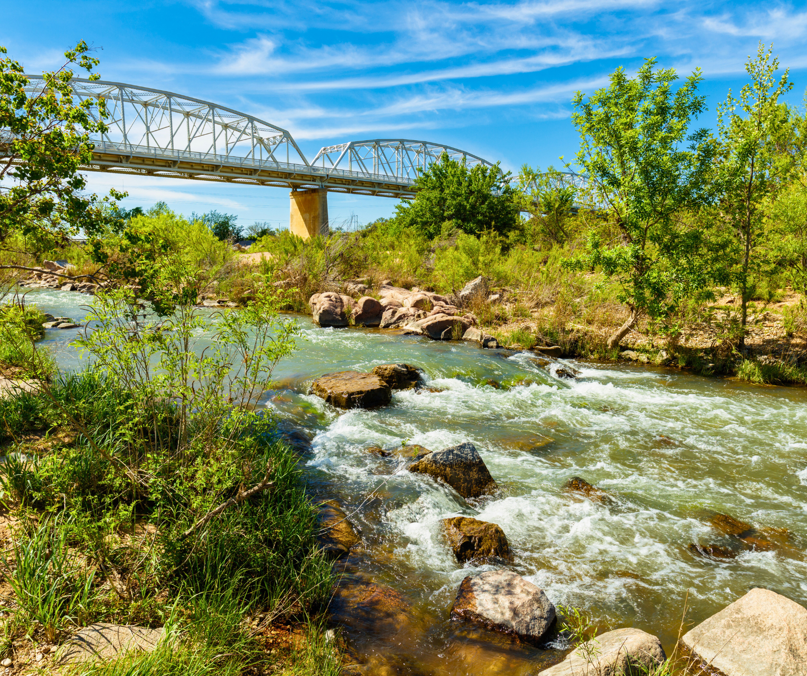Llano River Bridge, Llano, Texas from river level